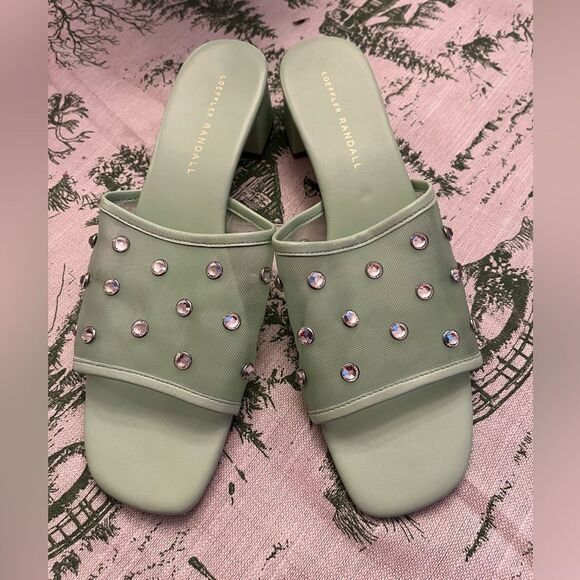 Loeffler Randall Brooke Mesh Mid Heel Mule Sandals w/ Crystal Embellishment NWT - Picture 6 of 11